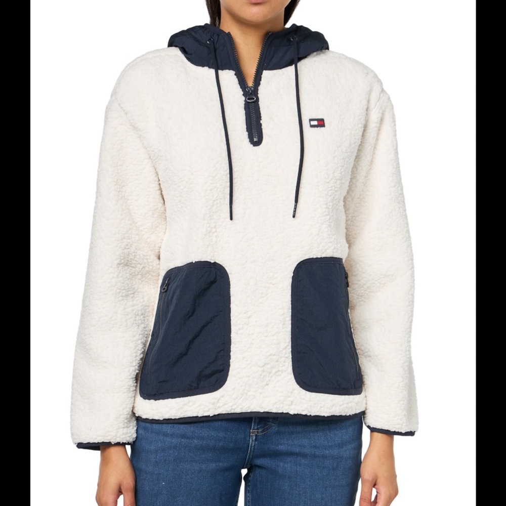 Tommy Hilfiger Cream and Navy Fleece Jacket